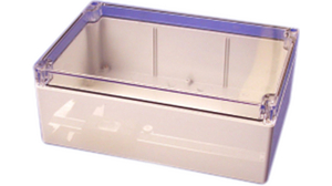 Watertight Enclosure Smoked Lid, Polycarbonate, 160x240x90mm, Clear / Light Grey