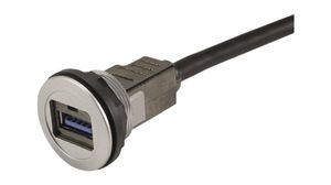 Adapter przelotowy, 500 mm, czarny, Gniazdo USB-A 3.0 - Wtyk USB-A 3.0