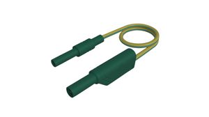 Test Lead, Plug, 4 mm - Socket, 4 mm, Green / Yellow, Nickel-Plated Brass, 250mm