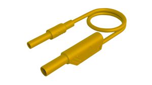 Test Lead, Plug, 4 mm - Socket, 4 mm, Yellow, Nickel-Plated Brass, 1m