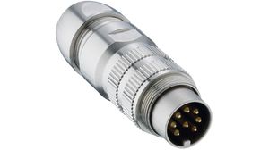 Circular Connector Plug, IP68, Straight, 8 Poles