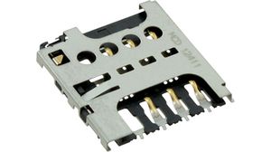 Speicherkartensteckverbinder, Push/Pull, Micro SIM, Pole - 6
