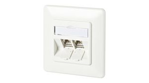 Network Wall Outlet CAT6a 41x80x80mm 2x RJ45 Wall Mount 1A 60VDC White