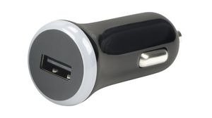 Charger, Car, 1x USB-A, 2.1A, 10.5W, Black