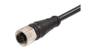 Cordset, Black, Straight, 4A, 22AWG, 10m, M12 Socket - Pigtail, Conductors - 5