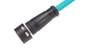Cordset, Teal, Straight, 1.5A, 24AWG, 600mm, M12 Socket - Pigtail, Conductors - 4