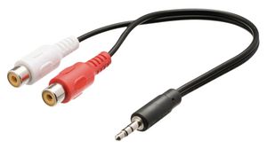 Audio Cable, Stereo, 3.5 mm Jack Plug - 2x RCA Socket, 200mm