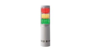 Programmerbart LED-signaltorn med vitt hus Röd / Orange / Grön 210mA 24V LA6 Ytfäste IP65 Kopplingsplint