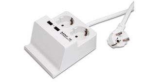 Tarvike 2x Tyyppi F (CEE 7/3) / USB-A-liitäntä - CEE 7/7 Valkoinen 1.4m