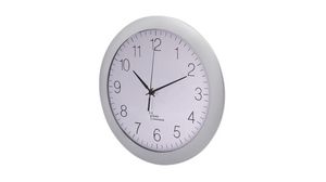 Wall Clock, Aluminium, Analogue, 1x AA, 300mm, Grey / White