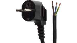 AC Power Cable, DE/FR Type F/E (CEE 7/7) Plug - Bare End, 3m, Black