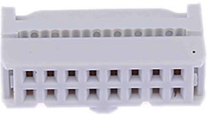 IDC Connector, Right Angle, Socket, White, 1A, Contacts - 16