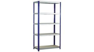 Storage Shelves, 5 Tiers, 265kg, Galvanised Steel, 1.8m, Blue / Silver
