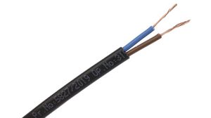 Mains Cable 2x 0.5mm² Copper Unshielded 300V 100m Black