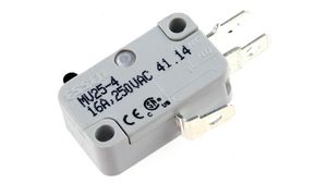 Micro Switch , 16A, 30mA, 1CO, 3.9N, Plunger