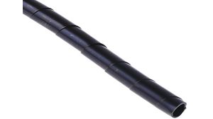 Cable Spiral Wrap Tubing, 8mm, Polyethylene, 10m, Black