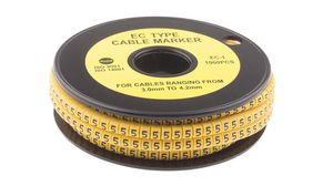 Slide-On Pre-Printed '5' Cable Marker 4mm Reel of 1000 pieces