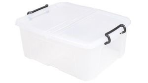 Container with Hinged Lid, Pack of 5, 395x500x190mm, Transparent