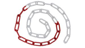 Safety Chain Barrier, Steel, 6mm, 225kg, Red / White