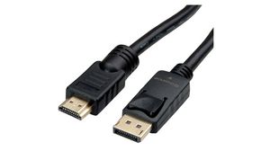 Video Cable, DisplayPort Plug - HDMI Plug, 3840 x 2160, 7.5m