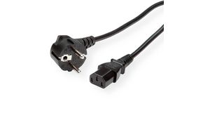 AC Power Cable, DE/FR Type F/E (CEE 7/7) Plug - IEC 60320 C13, 3m, Black
