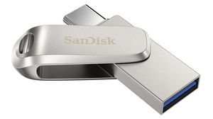 USB Stick, Ultra Dual Drive Luxe, 128GB, USB 3.1, Silver