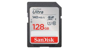 Carte mémoire, SD, 128GB, 140MB/s, Gris