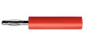 Adapter, Banana Plug, 2mm - Banana Socket, 4mm, Polyamide 6.6, Nickel-Plated, 10A, Red