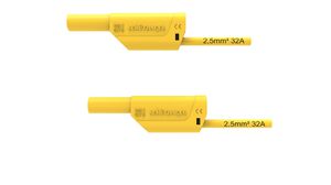 Safety Test Lead PVC 32A Nickel-Plated 500mm 2.5mm² Yellow