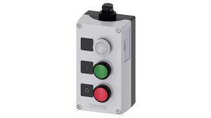 Control Station with 2 Pushbutton Switches and Indicator, Green, Red, Transparent, 1NC + 1NO, Spring Terminal