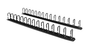 19" Server Rack Vertical Cable Management, D-Ring Hooks, 40U, Steel, Black