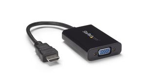 Multi-Port Adapter, HDMI Plug - Audio-In/Out / VGA Socket / Micro USB-B Socket, Black