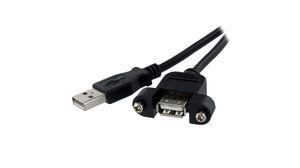 Kabel, USB A-Stecker - USB A-Buchse, 305mm, USB 2.0, Schwarz