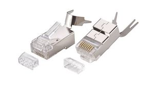 2 Part FTP Plug, RJ45, CAT6a / CAT6, 8 Positions, 8 Contacts, Shielded, Pack of 10 pieces