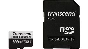 Minneskort, microSD, 256GB, 95MB/s, 45MB/s, Svart/silver
