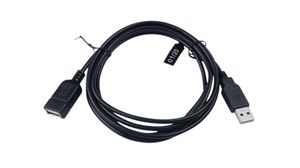 Cable, USB-A Socket - USB-A Plug, 1.8m, USB 2.0, Black
