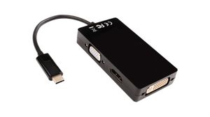 Multi-Port Adapter, USB-C Plug - HDMI Socket / DVI Socket / VGA Socket, Black