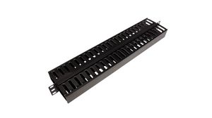Cable Management Panel with Double-Sided Patch Channel for 19" Cabinets, Metal, Black