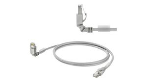 Câble Ethernet industriel, coudé à 90°, LSZH, 10Gbps, CAT6a, Fiche RJ45 / Fiche RJ45, 500mm