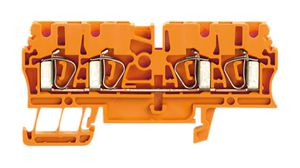Feed-through Terminal Block, Tension Clamp, 4 Poles, 800V, 24A, 0.5 ... 2.5mm², Orange