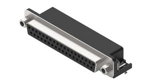 D-Sub Connector with Hex Screw, 10.3mm, Angled, Socket, DC-37, PCB Pins, Black