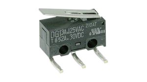 Micro Switch DG, 3A, 2A, 1CO, 0.45N, Flat Lever