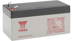 Oppladbart batteri, Blysyre, 12V, 3.2Ah, Flatstift 4.8 mm