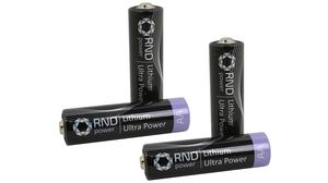Primærbatteri, Litium, AA, 1.5V, Ultra Power, Pakke med 4 stykk