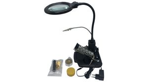 Mani d'aiuto con lampada d'ingrandimento a LED e accessori per saldare, spina Euro Type C (CEE 7/16)