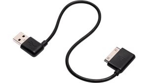 Cable, 10pcs, USB-A Plug - Apple 30-Pin Plug, Black