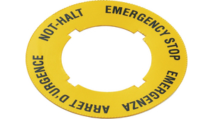 Adhesive Label with Legend 60mm Not-Halt / Emergency Stop / Arret D'Urgence / Emergenza Round Yellow RAFIX 22 FS