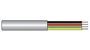 Multicore Cable, YY Unshielded, PVC, 4x 0.12mm², 100m, Silver