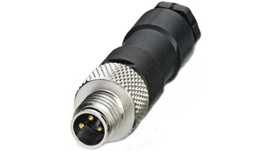 Circular Connector, M8, Plug, Straight, Poles - 3, Solder, Cable Mount