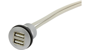 Cable, 2x USB A Socket - 2x USB A Plug, 500mm, USB 2.0, White